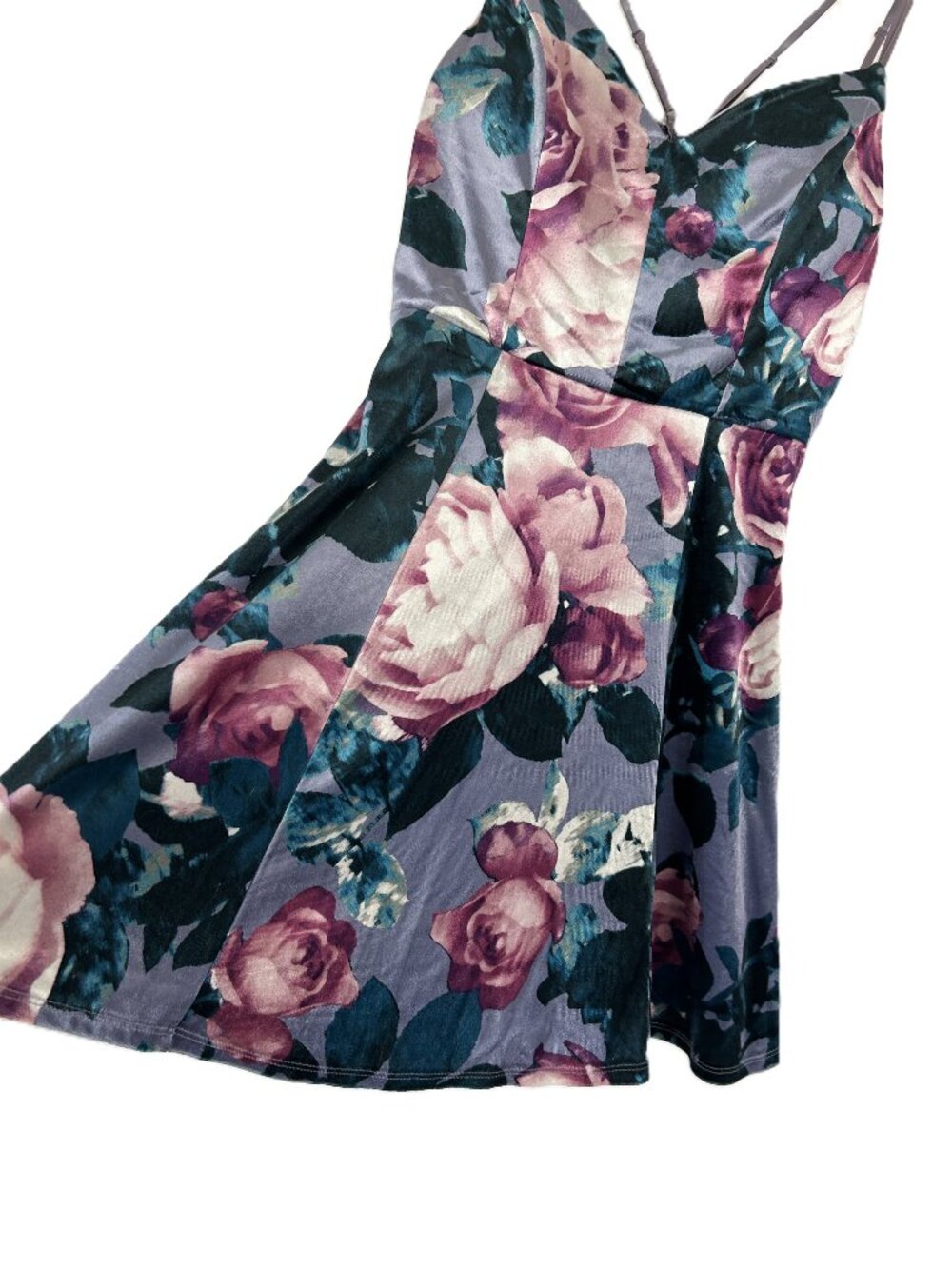Honey & Rosie Velvet Floral Fit Flare Dress M